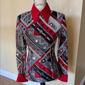 Elegant Red and Gray Women's show shirt